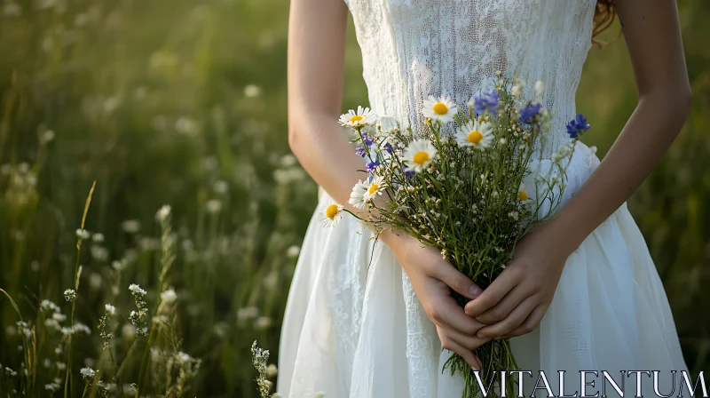 AI ART Daisies and Blue Flowers Bouquet