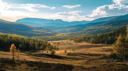 Autumnal Mountain Valley Scenery