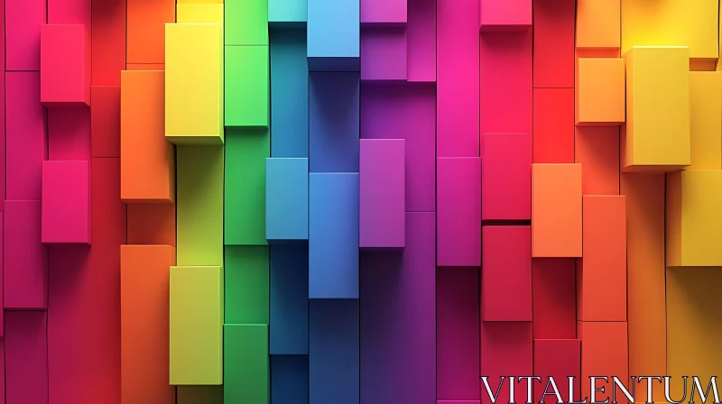 Rainbow Colored Blocks Pattern AI Image