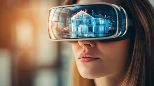 Woman in VR Headset Viewing Digital House