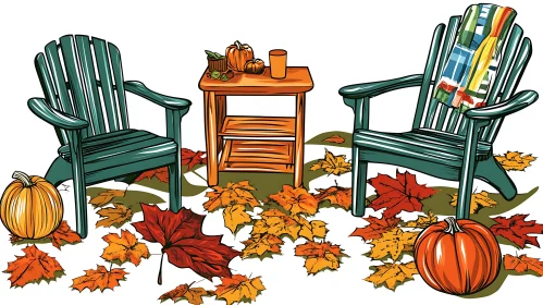 Fall Foliage with Adirondack Chairs