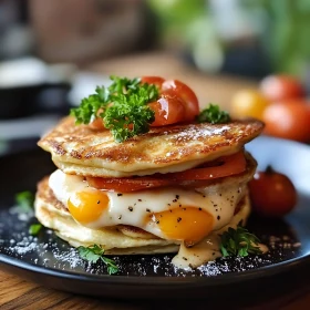 Perfect Breakfast Pancakes with Fried Eggs