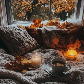 Autumnal Still Life with Tea and Candles