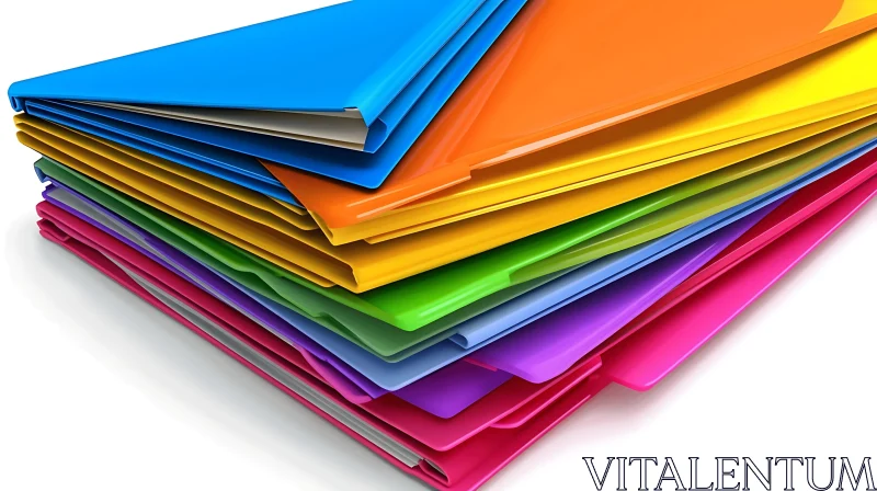 Stack of Colorful File Folders AI Image