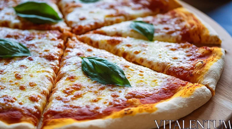 Perfectly Baked Pizza with Basil Leaves AI Image