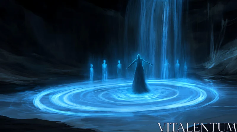 AI ART Mystical Waterfall Ritual