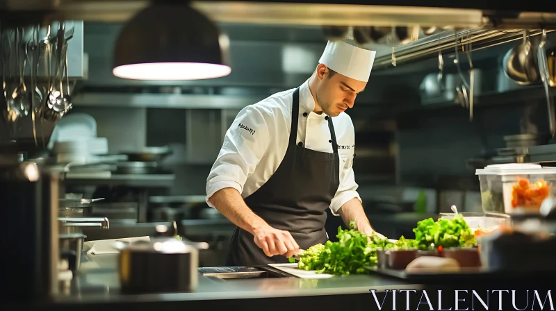 Chef at Work in a Modern Culinary Space AI Image