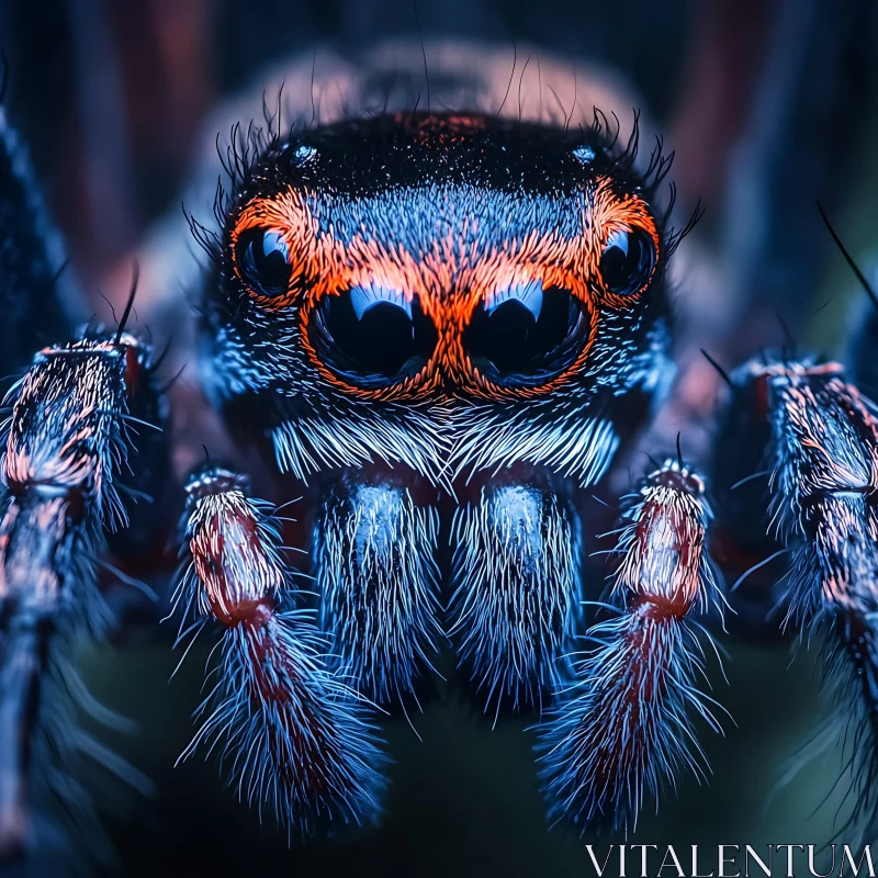 Intricate Details of a Spider in Macro Photography AI Image