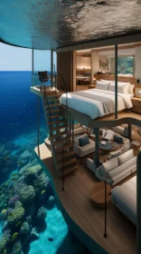 Immerse Yourself in the Serenity of an Underwater Living Room with a Bed