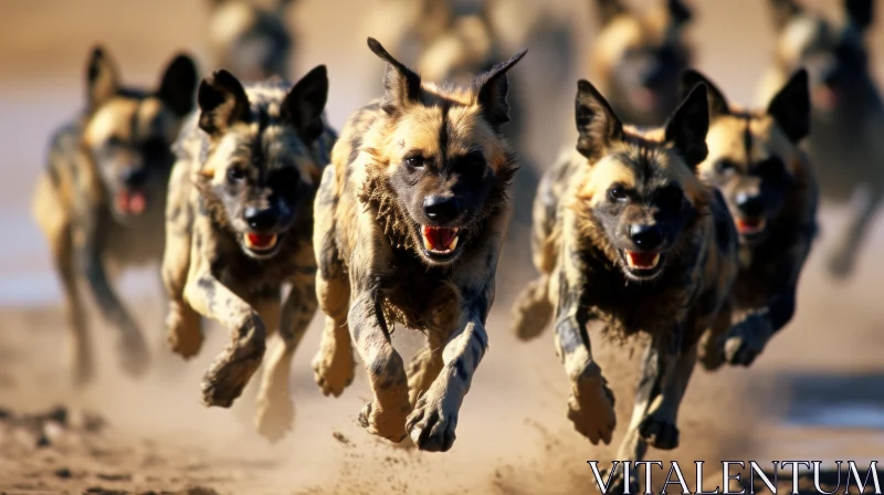 Wild Dogs in Motion: A Photorealistic Colorized Image AI Image