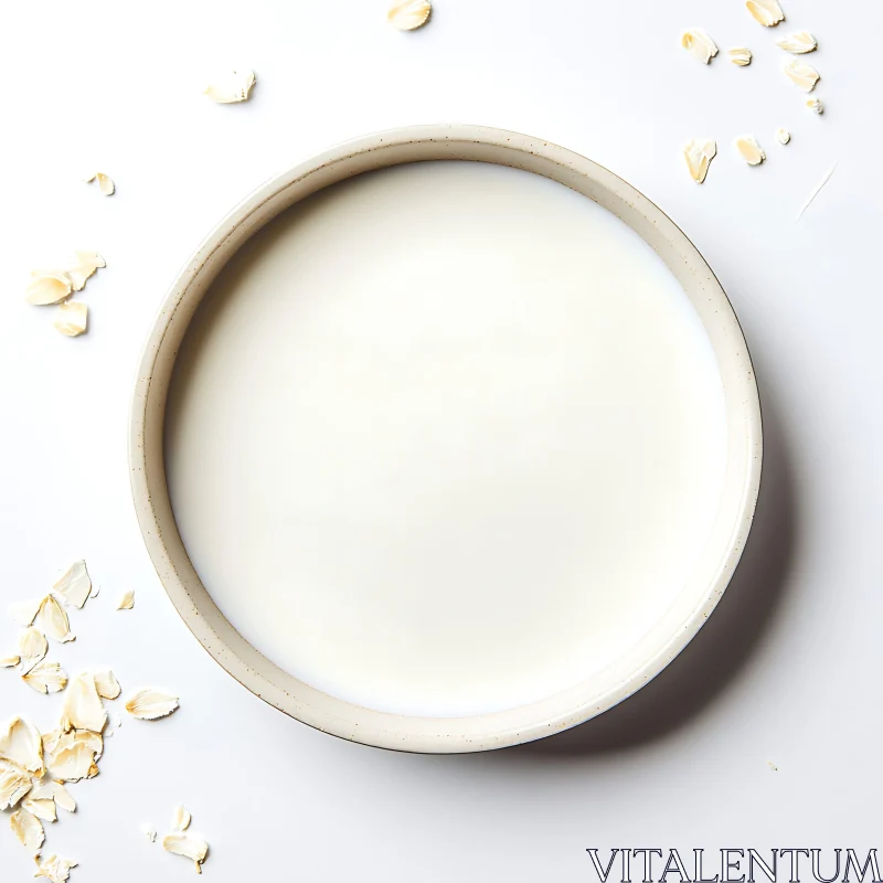 AI ART Minimalist Milk Bowl with Oats