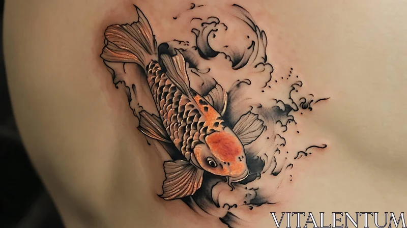 Dynamic Koi Fish Ink Art AI Image