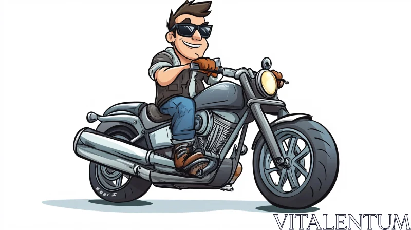 AI ART Motorcycle Rider Cartoon Character