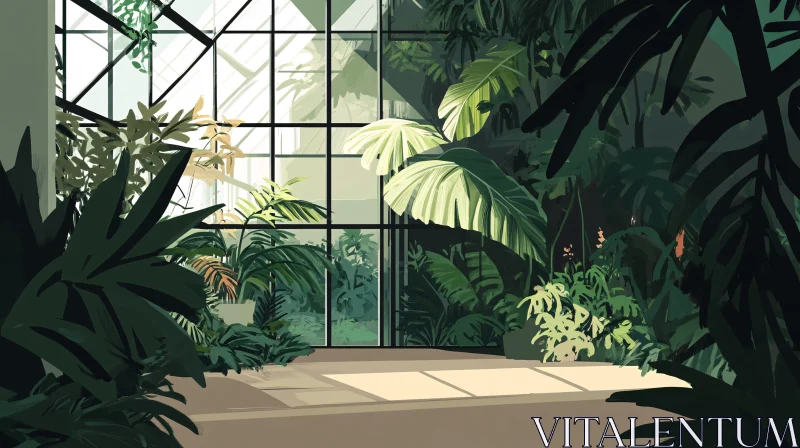 Indoor Garden Oasis with Sunlight AI Image