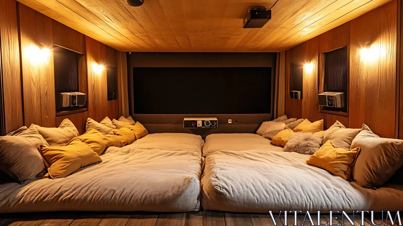 Comfortable Home Cinema with Pillows AI Image