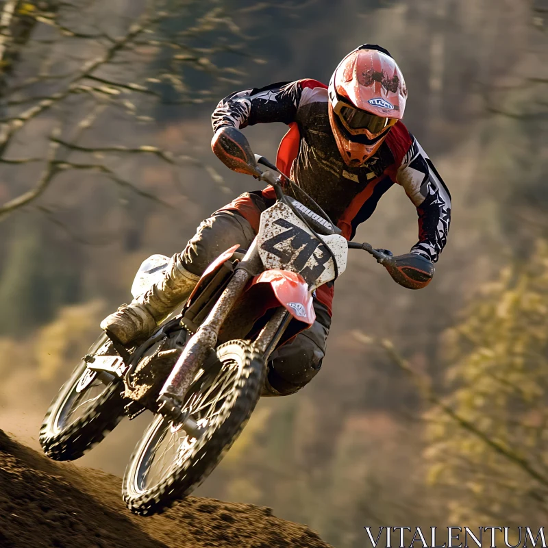 Dirt Bike Rider in Action AI Image