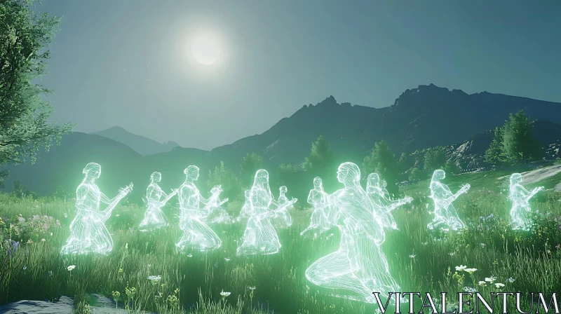 AI ART Ethereal Figures in a Natural Landscape