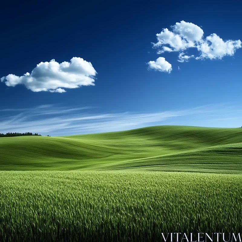 AI ART Rolling Green Hills and Cloudy Sky