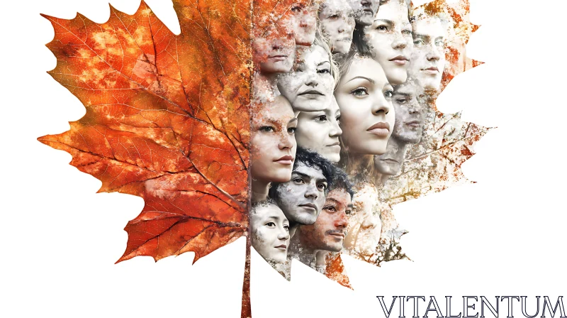 Faces of Autumn: A Leaf's Tale AI Image