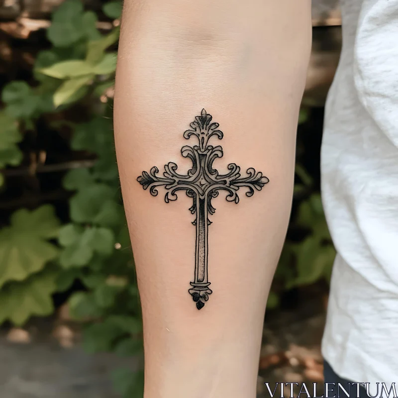 Forearm Cross Tattoo AI Image