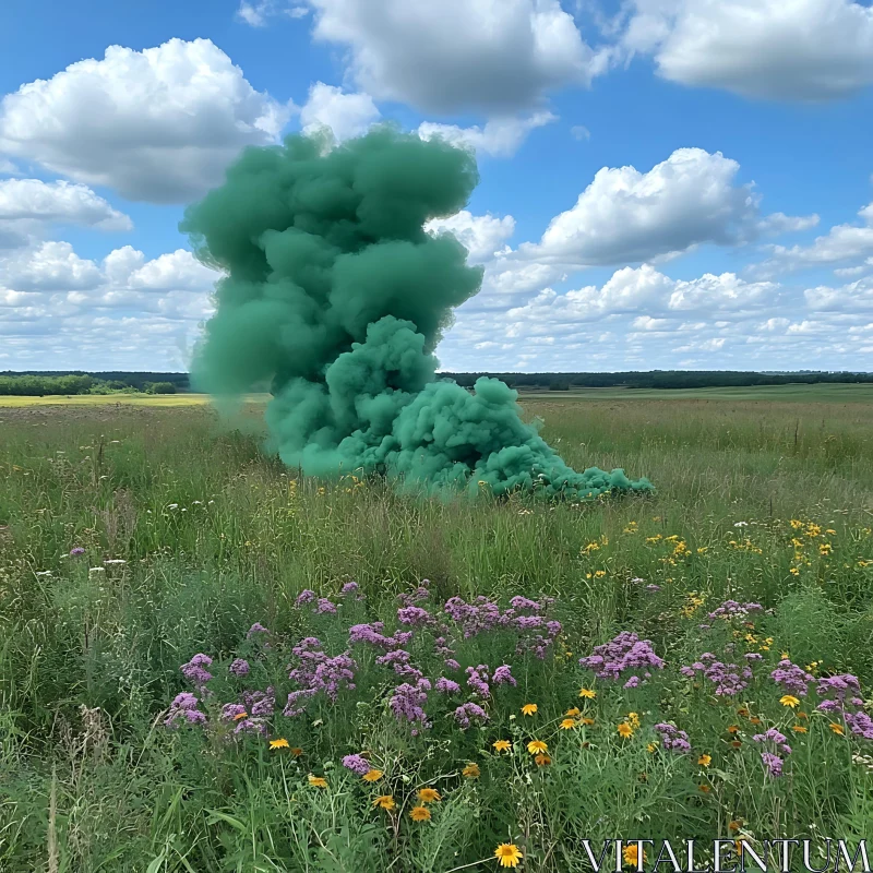 AI ART Emerald Cloud Over Meadow