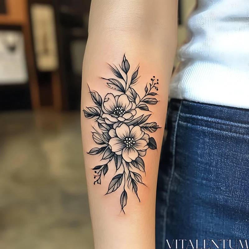 Intricate Floral Tattoo Design AI Image