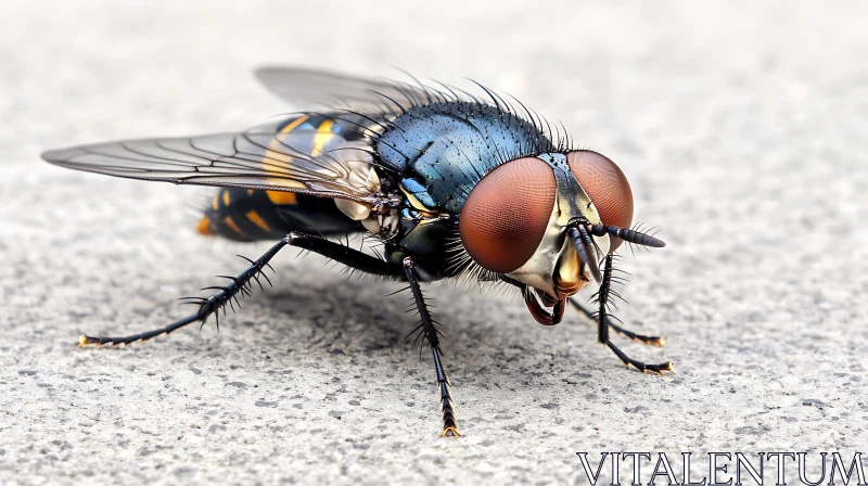 Close-Up Photography of a Common Fly AI Image