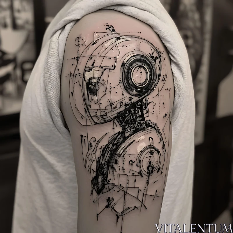 Futuristic Robot Tattoo on Arm AI Image