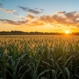 Tranquil Sunset Corn Field View