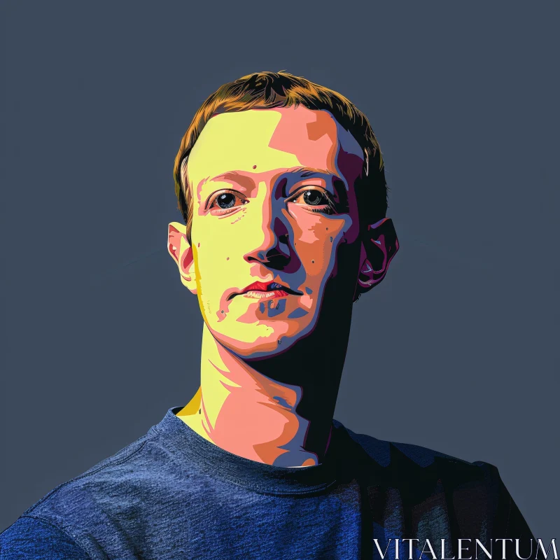 AI ART Colorful Portrait of Mark Zuckerberg