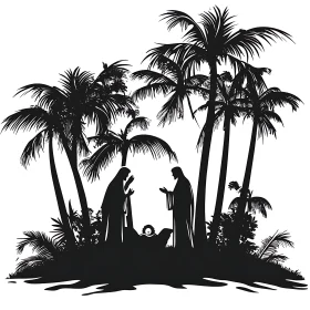 Monochrome Nativity Illustration