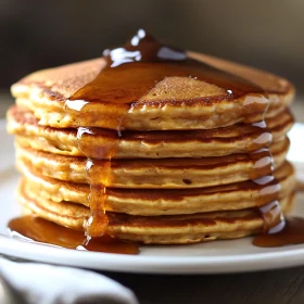 Scrumptious Pancakes Dripping with Maple Syrup