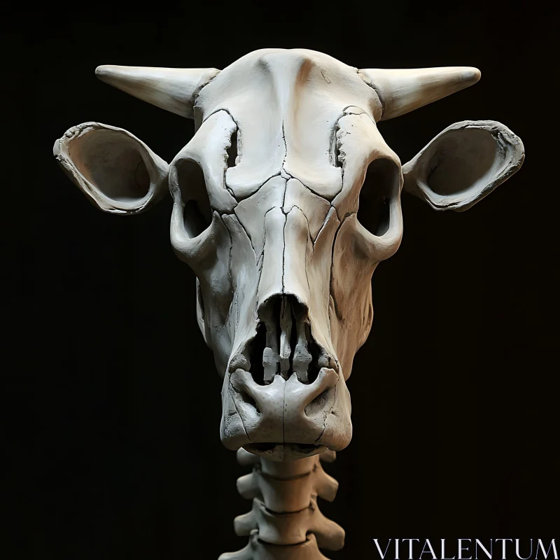 Monochrome Cow Skull Anatomy Study AI Image