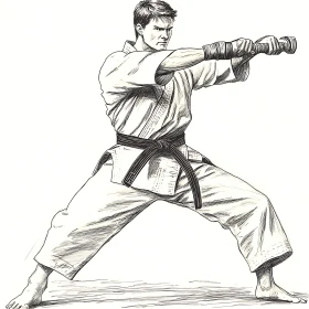 Monochrome Martial Artist with Weights
