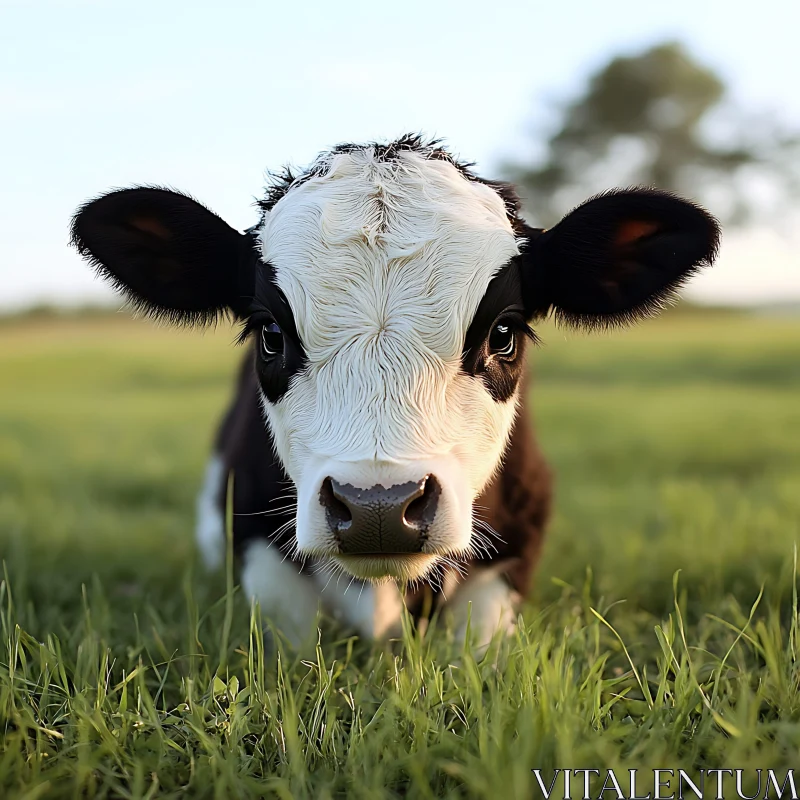 Black and White Calf Portrait AI Image