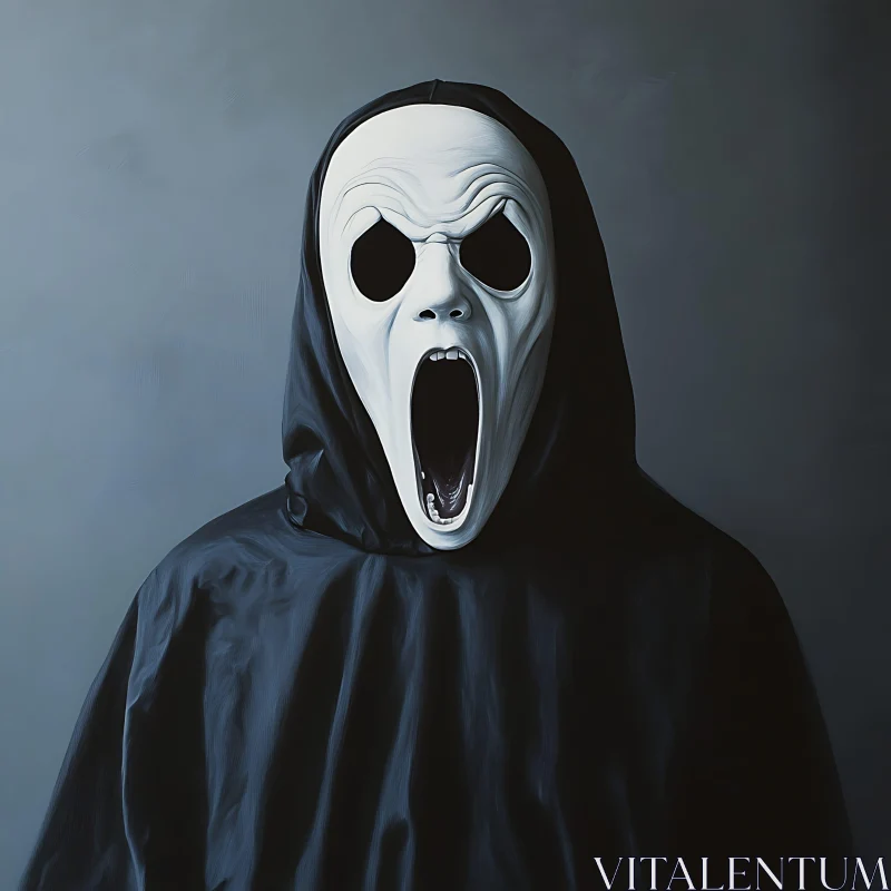 Ghostface Mask in Shadowy Portrait AI Image