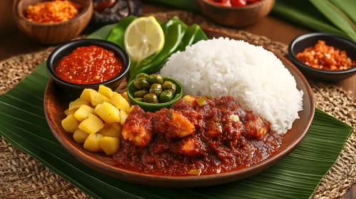 Delicious Traditional Food with Rice and Spicy Curry