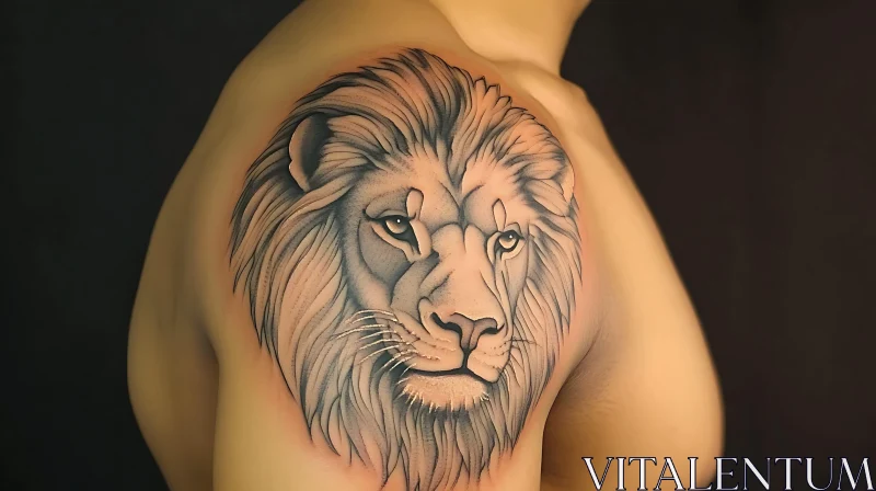 Intricate Lion Face Tattoo AI Image