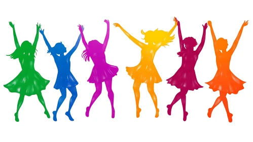 Dancing Silhouettes in Rainbow Colors