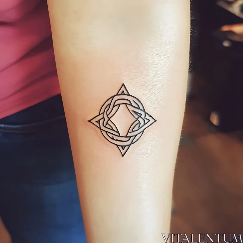 Intricate Geometric Tattoo Design on Arm AI Image