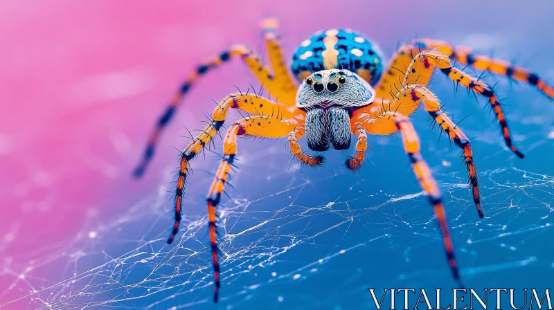 Detailed Macro Shot of a Vibrant Spider AI Image