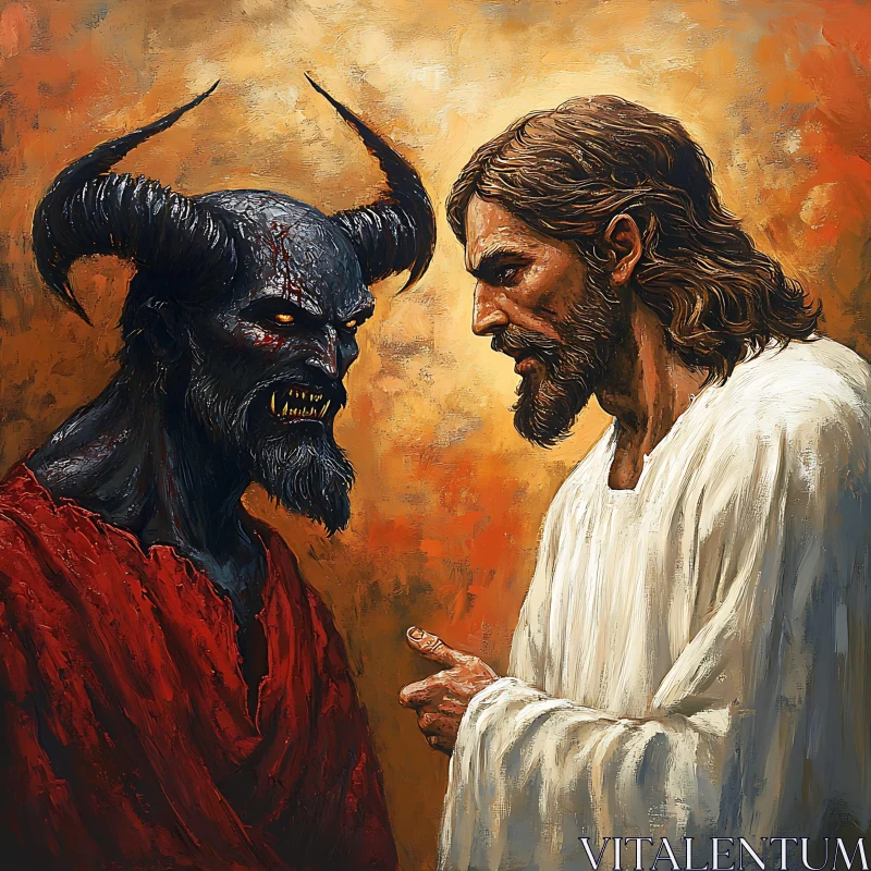 AI ART Jesus and Devil: A Religious Encounter