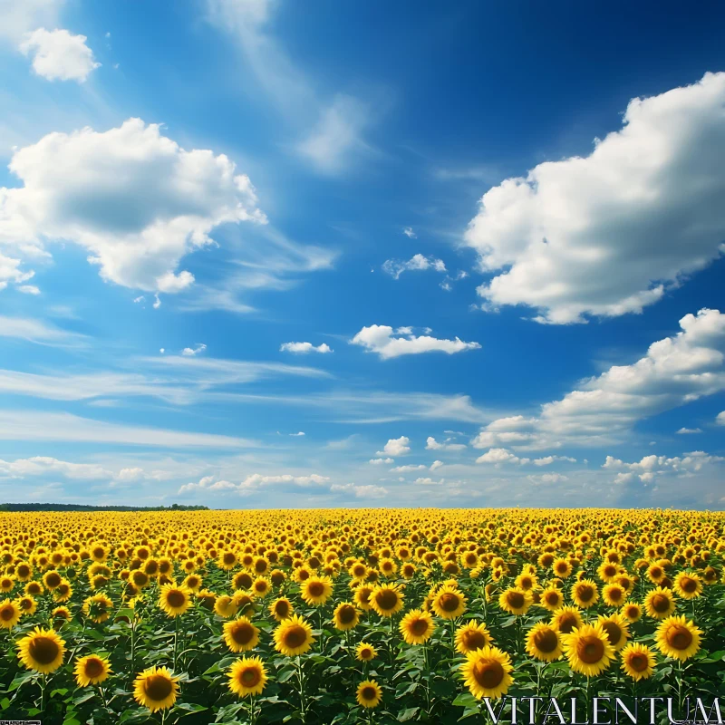 AI ART Sunflower Field Under Blue Sky