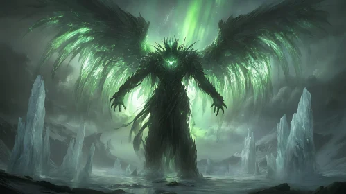 Winged Guardian in Emerald Light