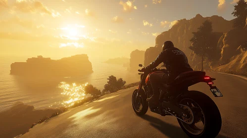 Motorcycle Ride at Sunset