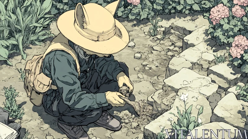 Anthropomorphic Fox Gardening AI Image