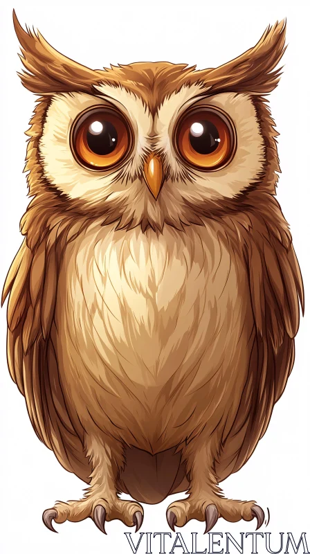 AI ART Illustrated Owl with Oversized Eyes