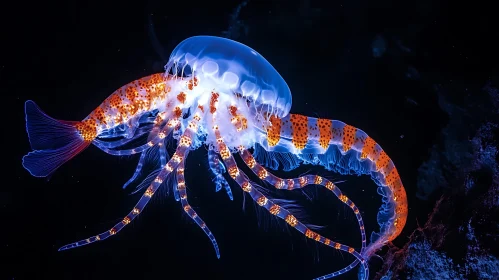 Glowing Jellyfish in Ocean Depths