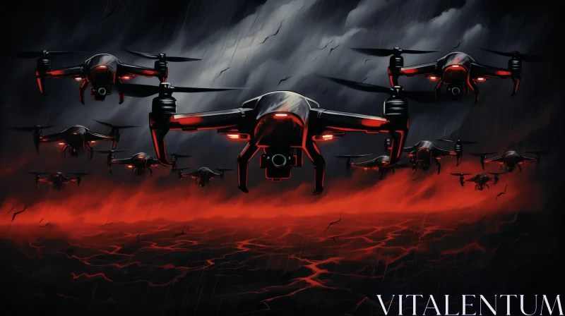 Noir Inspired Unmanned Aerial Systems Art Illustration AI Image