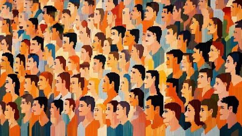 Digital Crowd: Pixelated Portrait Art